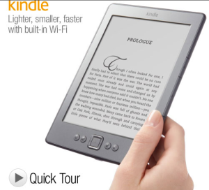 An Ad for the Kindle; an e-reader offered through Amazon